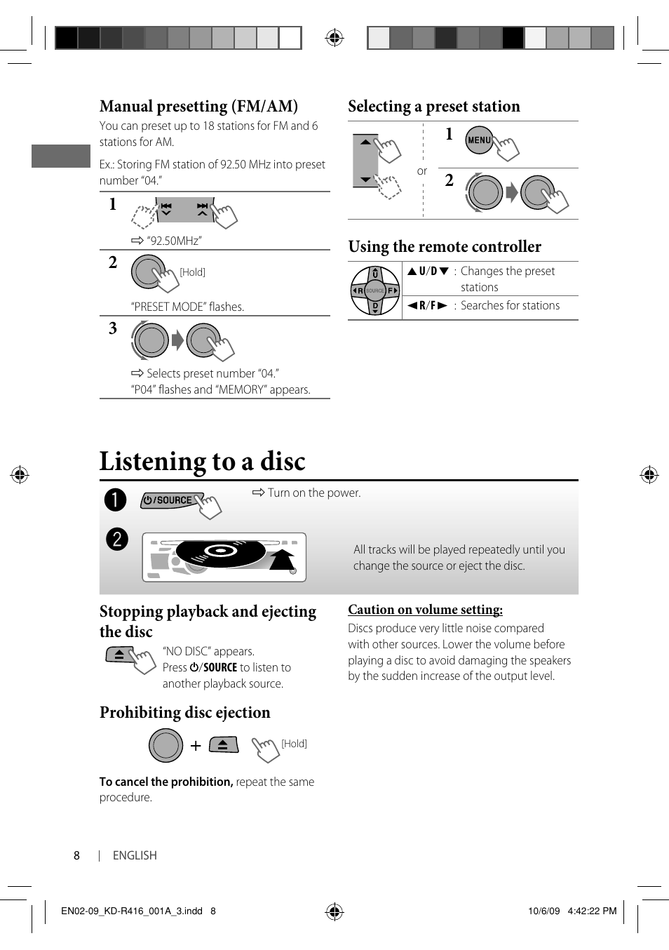 Listening to a disc | JVC KD-R316 User Manual | Page 44 / 62