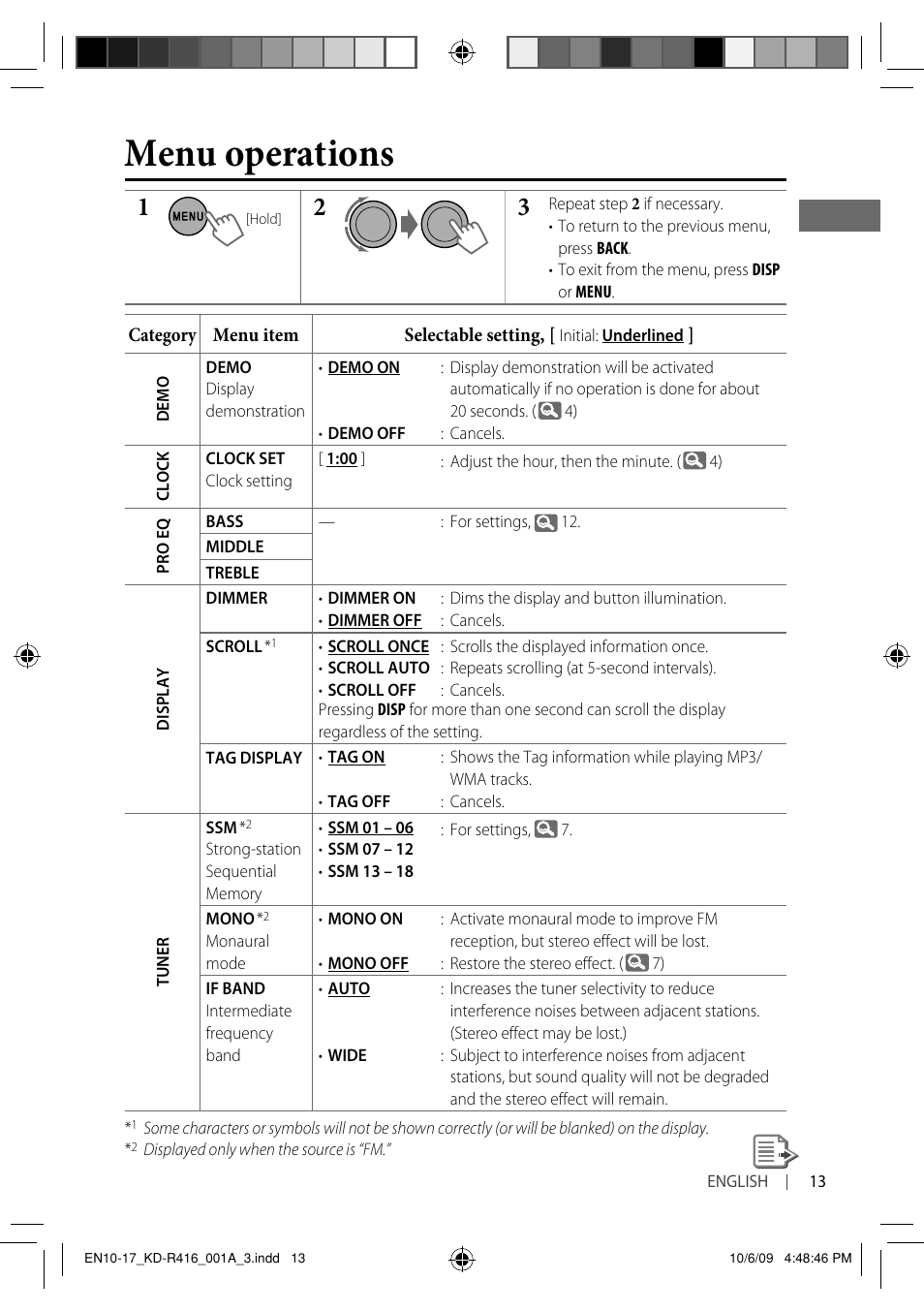 Menu operations | JVC KD-R316 User Manual | Page 49 / 62