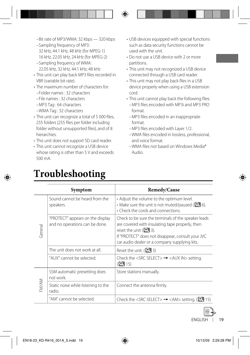 Troubleshooting | JVC KD-R316 User Manual | Page 55 / 62