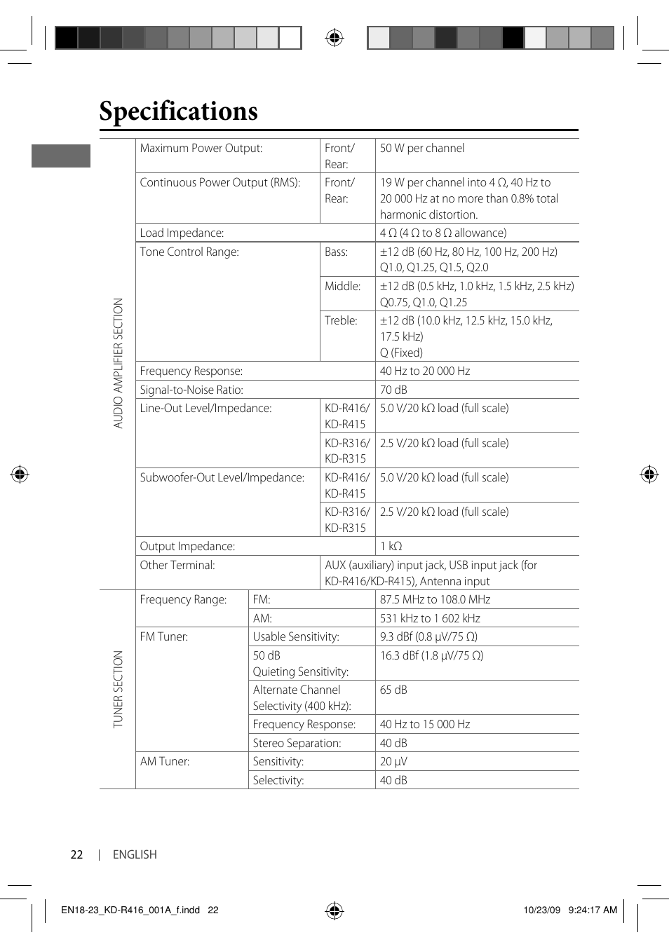 Specifications | JVC KD-R316 User Manual | Page 58 / 62