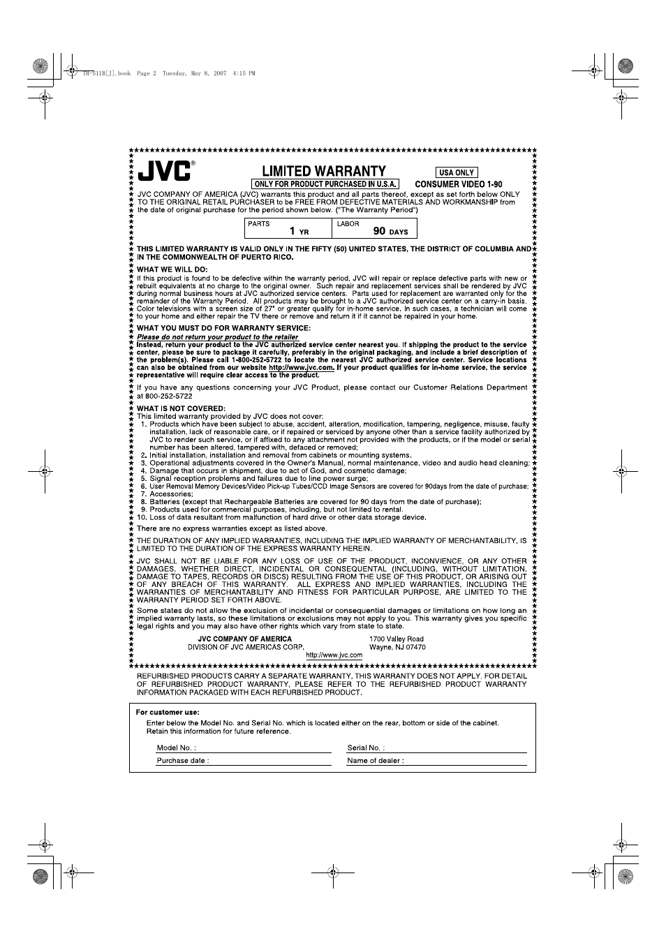 JVC TH-S11B User Manual | Page 39 / 40