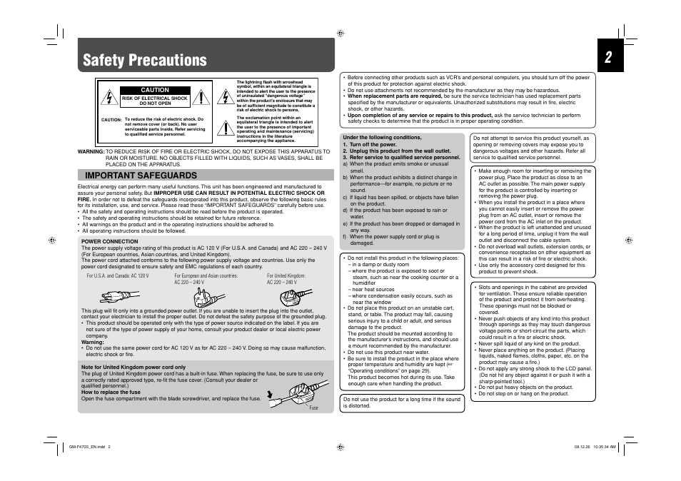 Safety precautions, Important safeguards | JVC LCT2505-001A-H User Manual | Page 2 / 32