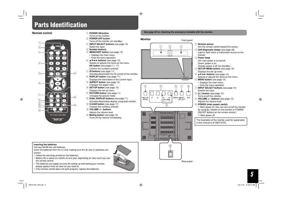 Parts identification | JVC LCT2505-001A-H User Manual | Page 5 / 32