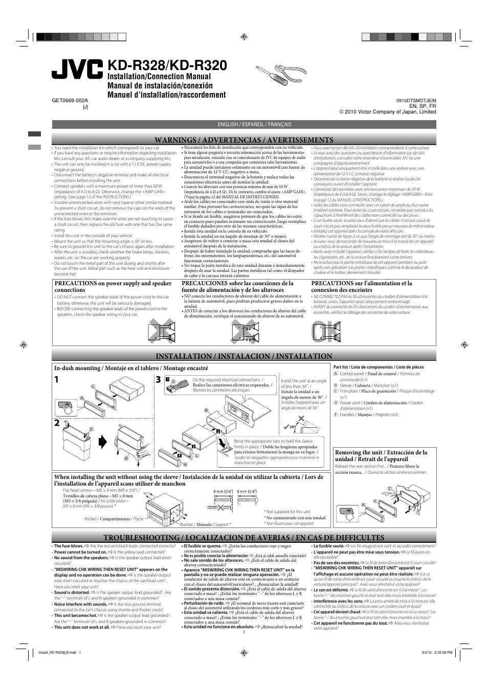 JVC GET0669-002A User Manual | 2 pages