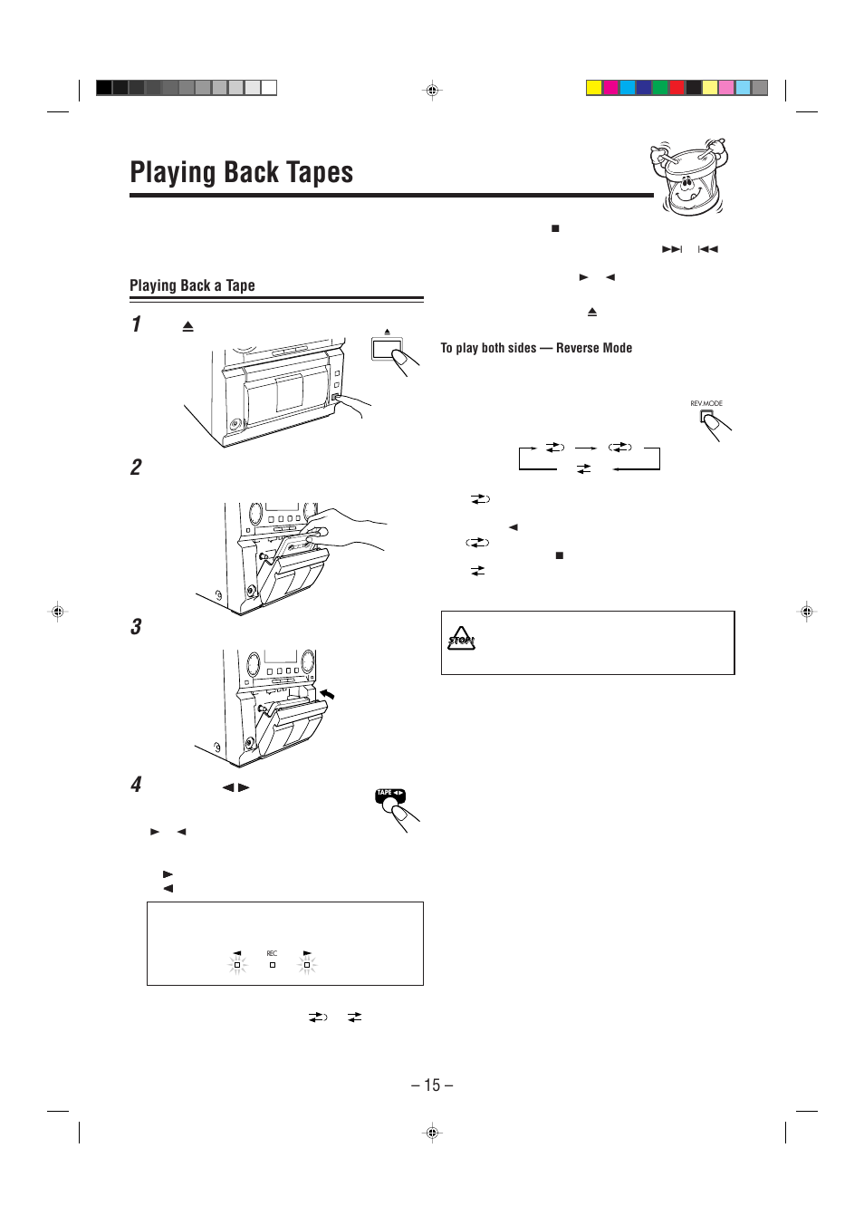 Playing back tapes | JVC UX-P7 User Manual | Page 17 / 24