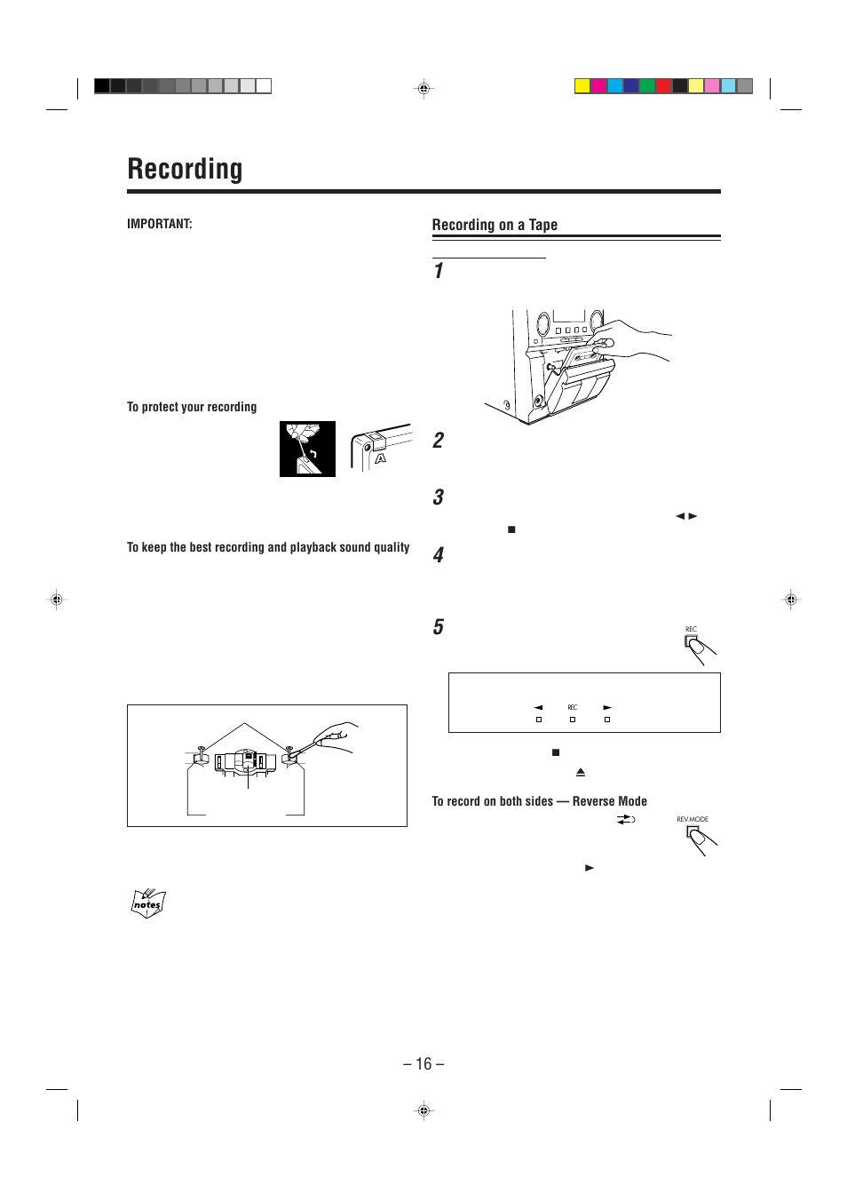 Recording | JVC UX-P7 User Manual | Page 18 / 24