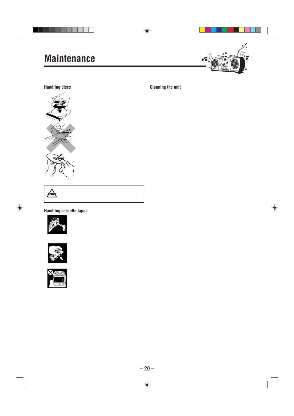 Maintenance | JVC UX-P7 User Manual | Page 22 / 24