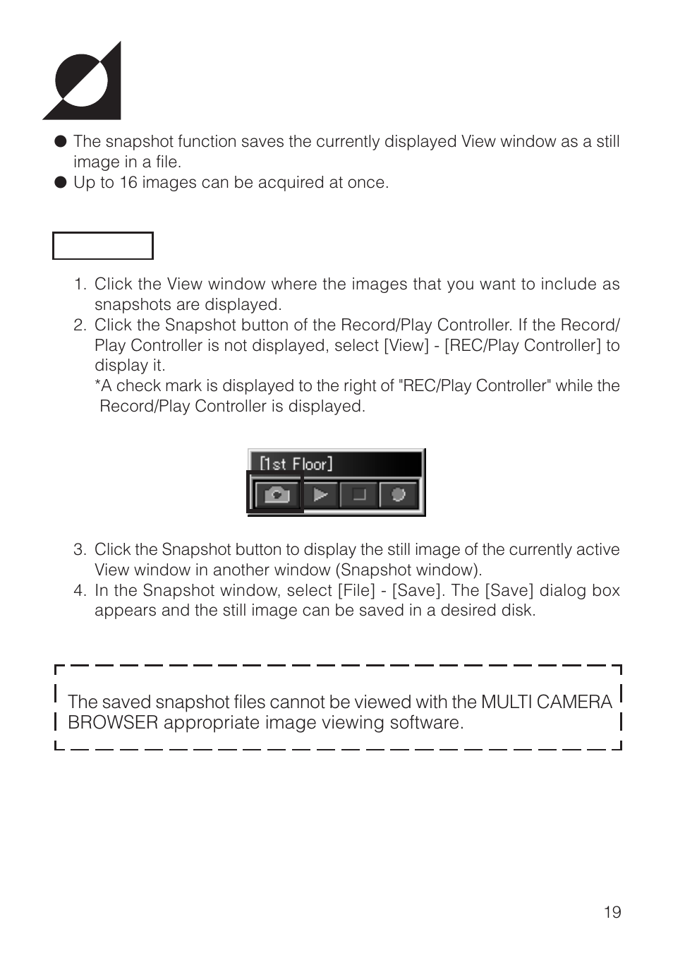 Snapshot recording | JVC VN-S200U/S100U User Manual | Page 19 / 44