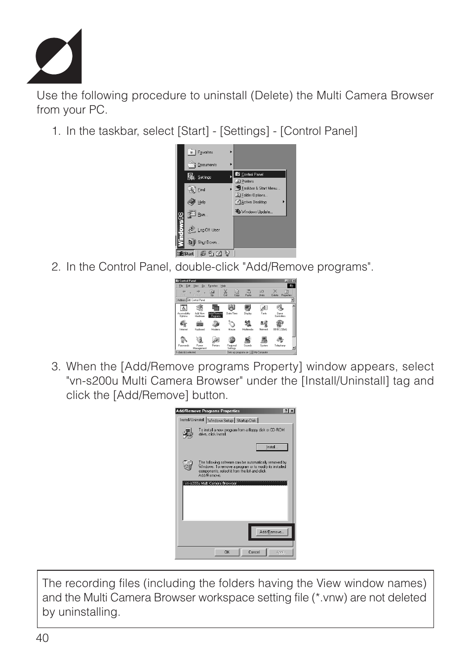 Uninstallation | JVC VN-S200U/S100U User Manual | Page 40 / 44