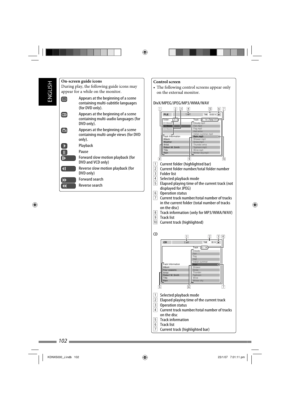 English 102 | JVC KD-NX5000- User Manual | Page 102 / 357