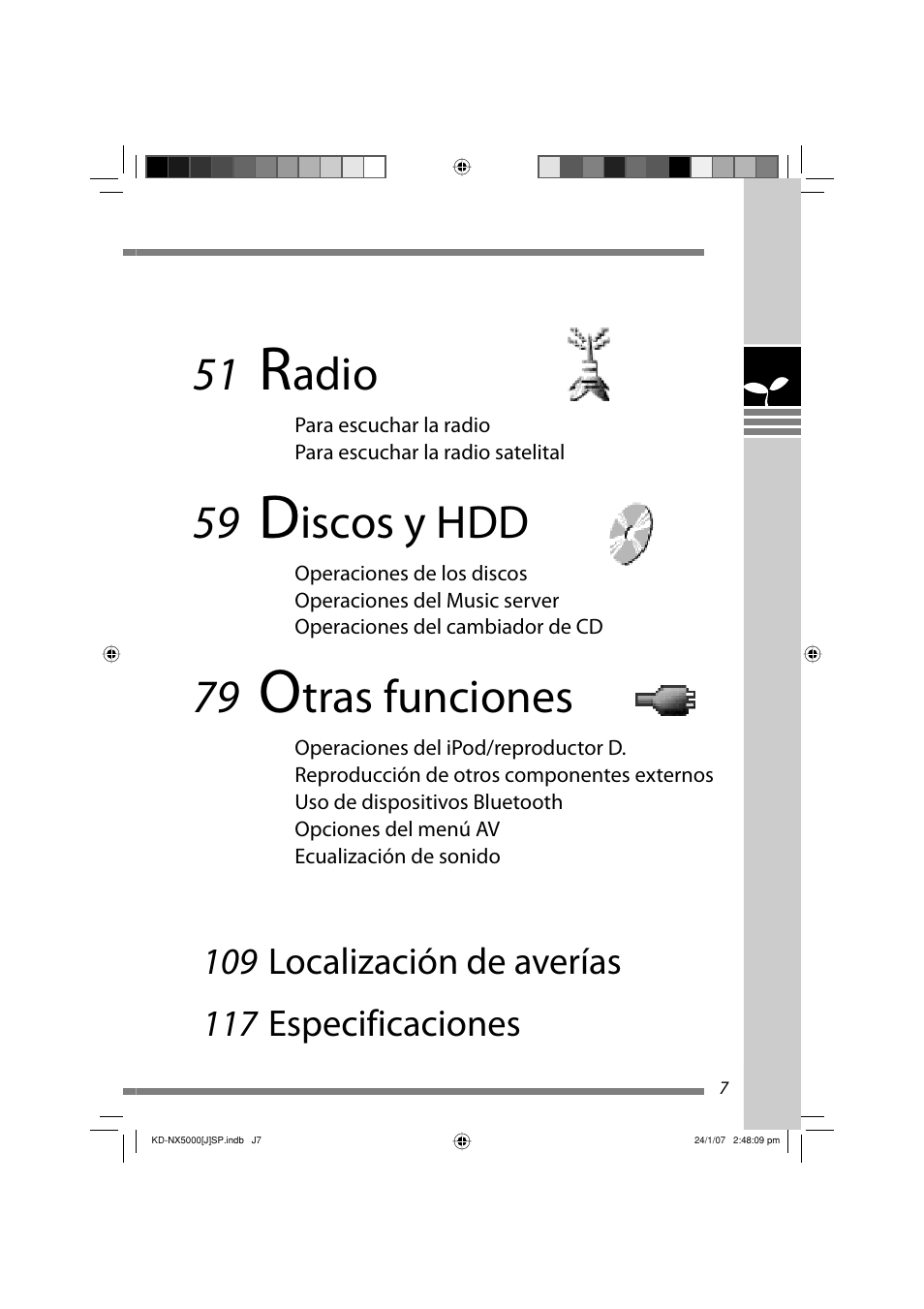 Adio, Iscos y hdd, Tras funciones | JVC KD-NX5000- User Manual | Page 125 / 357