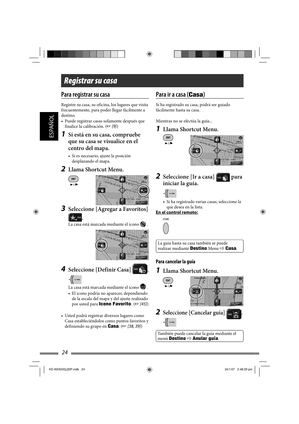 Registrar su casa, Para registrar su casa, Para ir a casa | JVC KD-NX5000- User Manual | Page 142 / 357