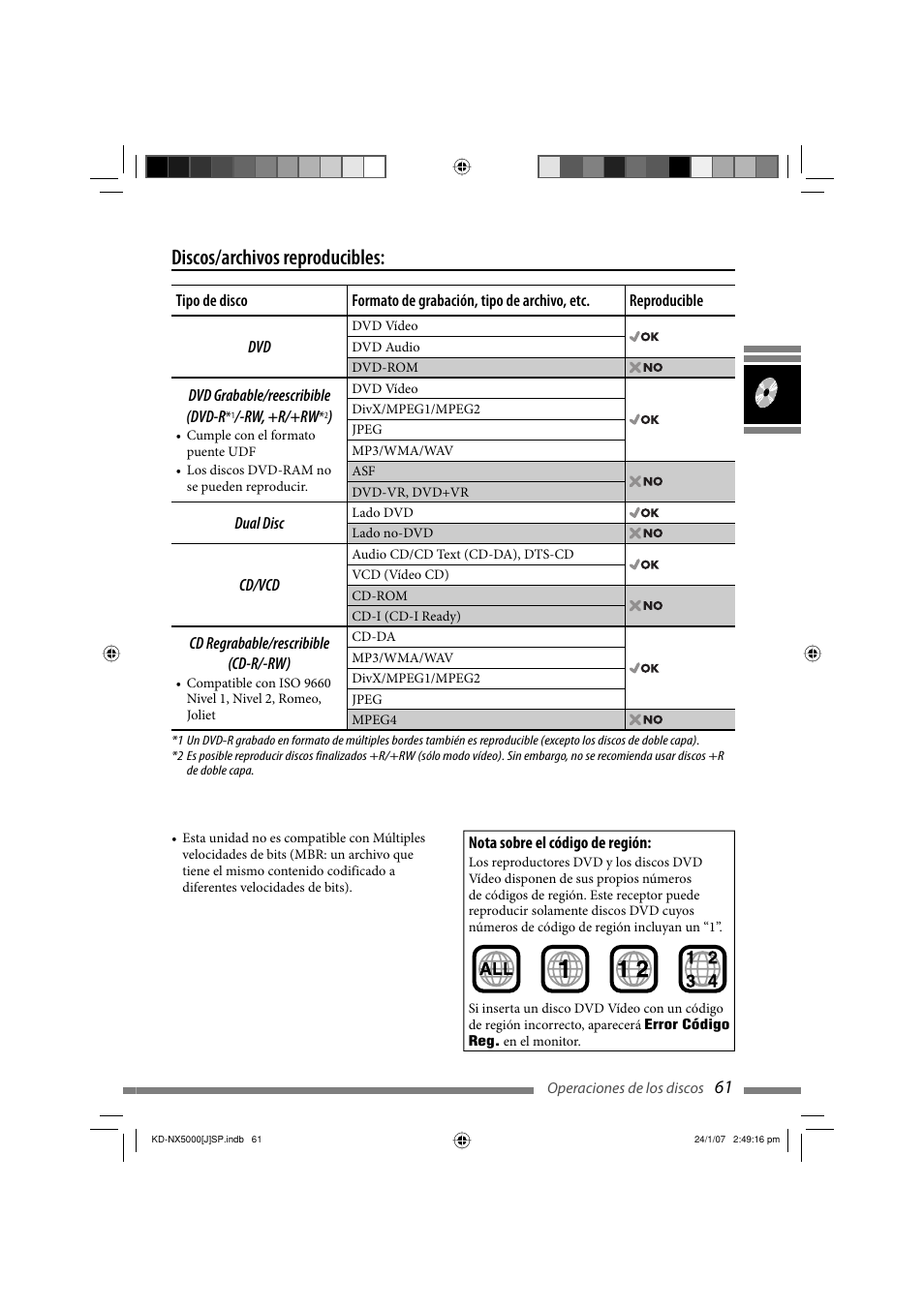 Discos/archivos reproducibles | JVC KD-NX5000- User Manual | Page 179 / 357