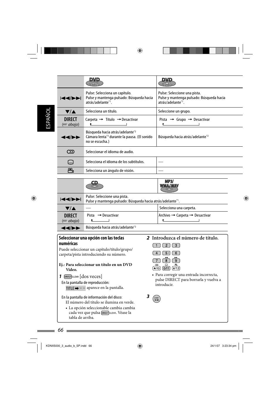 Esp añol 66, Direct | JVC KD-NX5000- User Manual | Page 184 / 357