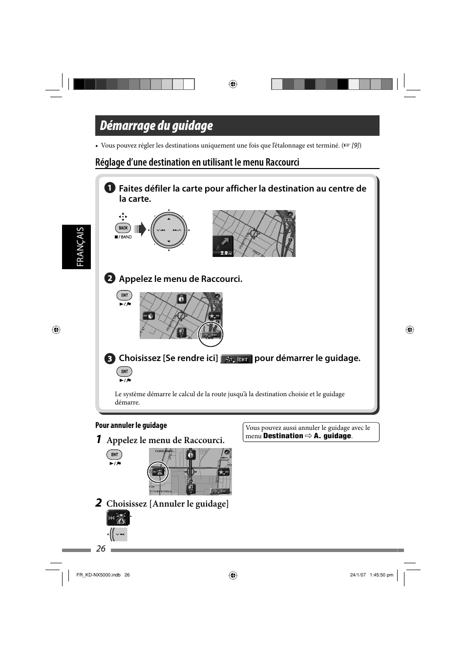 Démarrage du guidage | JVC KD-NX5000- User Manual | Page 262 / 357