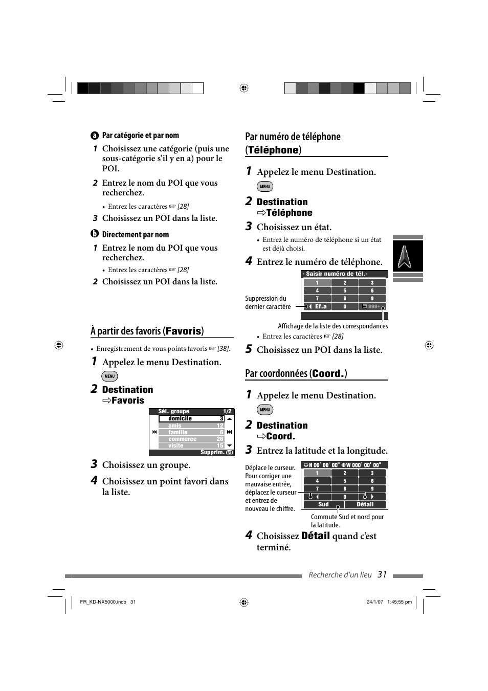 Par numéro de téléphone, Par coordonnées, À partir des favoris | JVC KD-NX5000- User Manual | Page 267 / 357