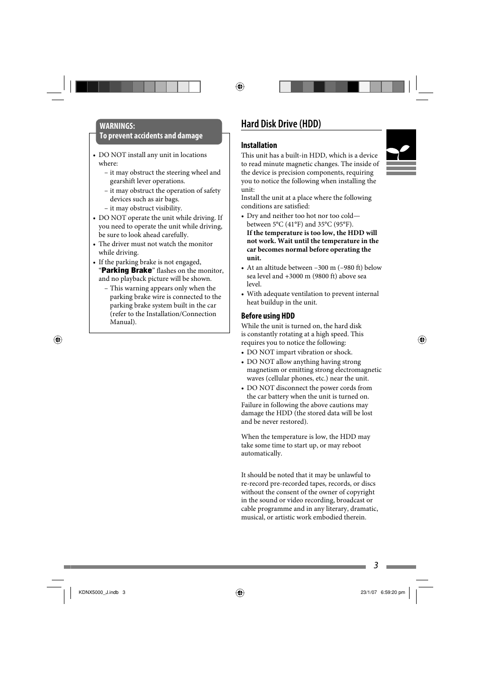 Hard disk drive (hdd) | JVC KD-NX5000- User Manual | Page 3 / 357
