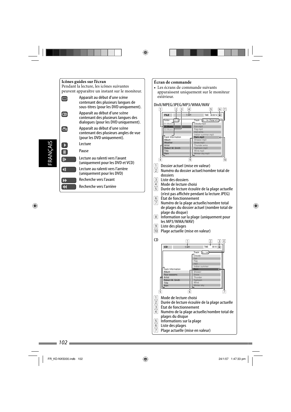 Français 102 | JVC KD-NX5000- User Manual | Page 338 / 357
