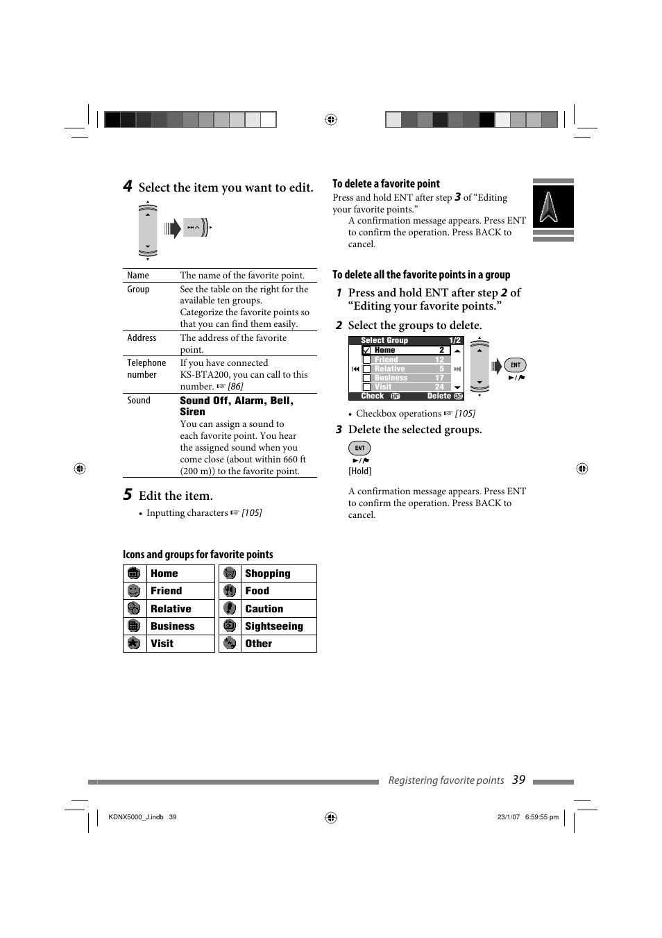 Select the item you want to edit, Edit the item | JVC KD-NX5000- User Manual | Page 39 / 357