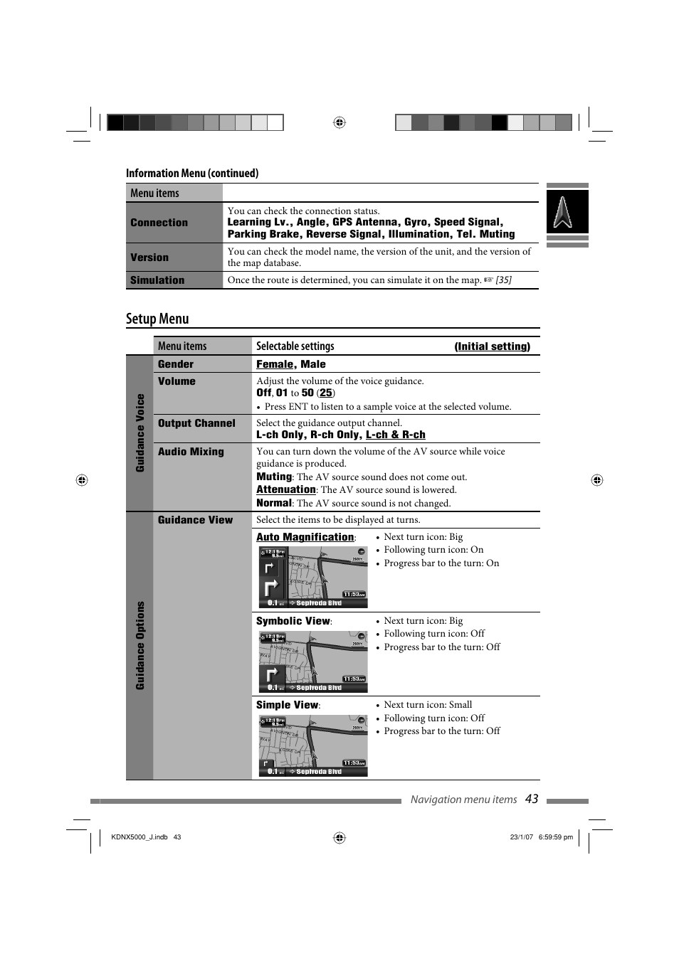 Setup menu | JVC KD-NX5000- User Manual | Page 43 / 357