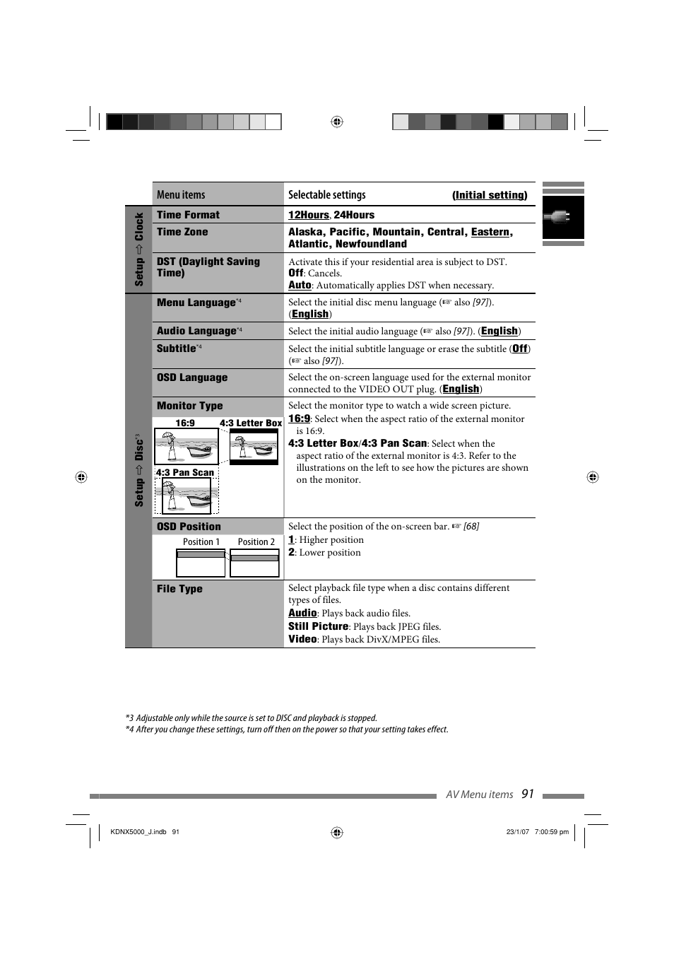 Menu items selectable settings | JVC KD-NX5000- User Manual | Page 91 / 357