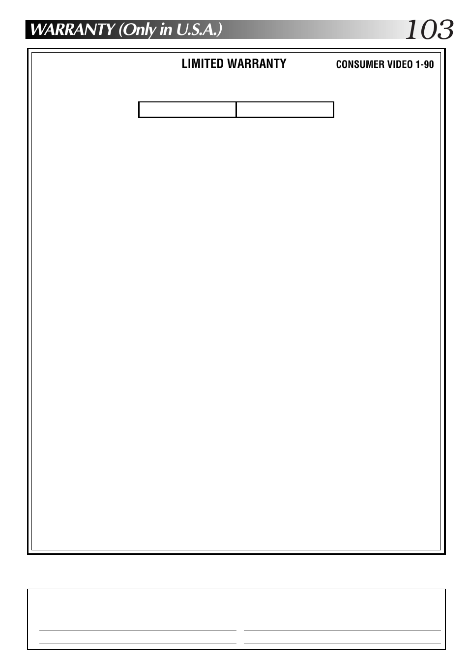 Warranty (only in u.s.a.), Limited warranty | JVC GC-QX3HD User Manual | Page 103 / 104