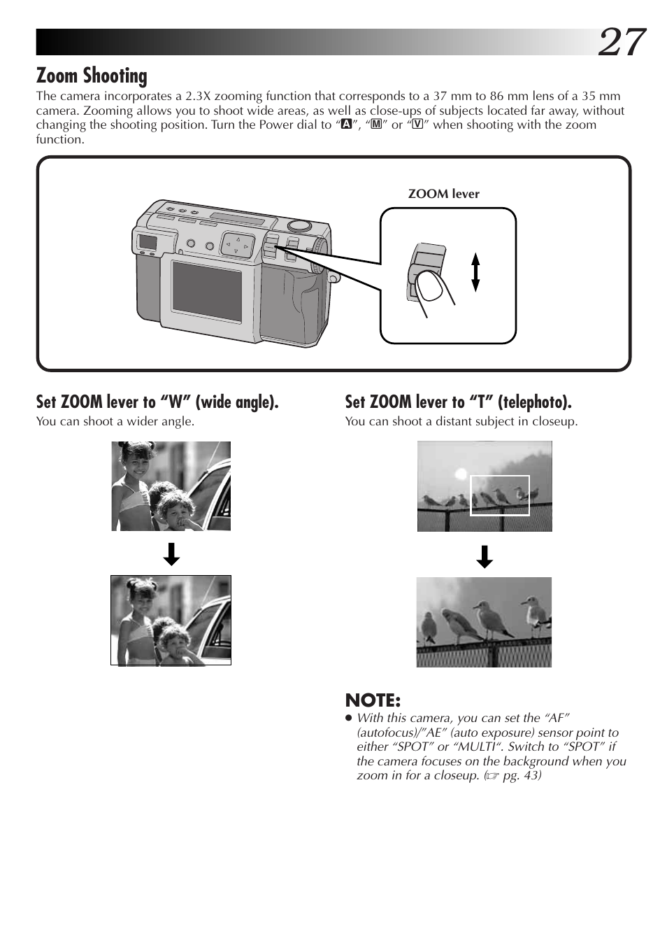 Zoom shooting | JVC GC-QX3HD User Manual | Page 27 / 104