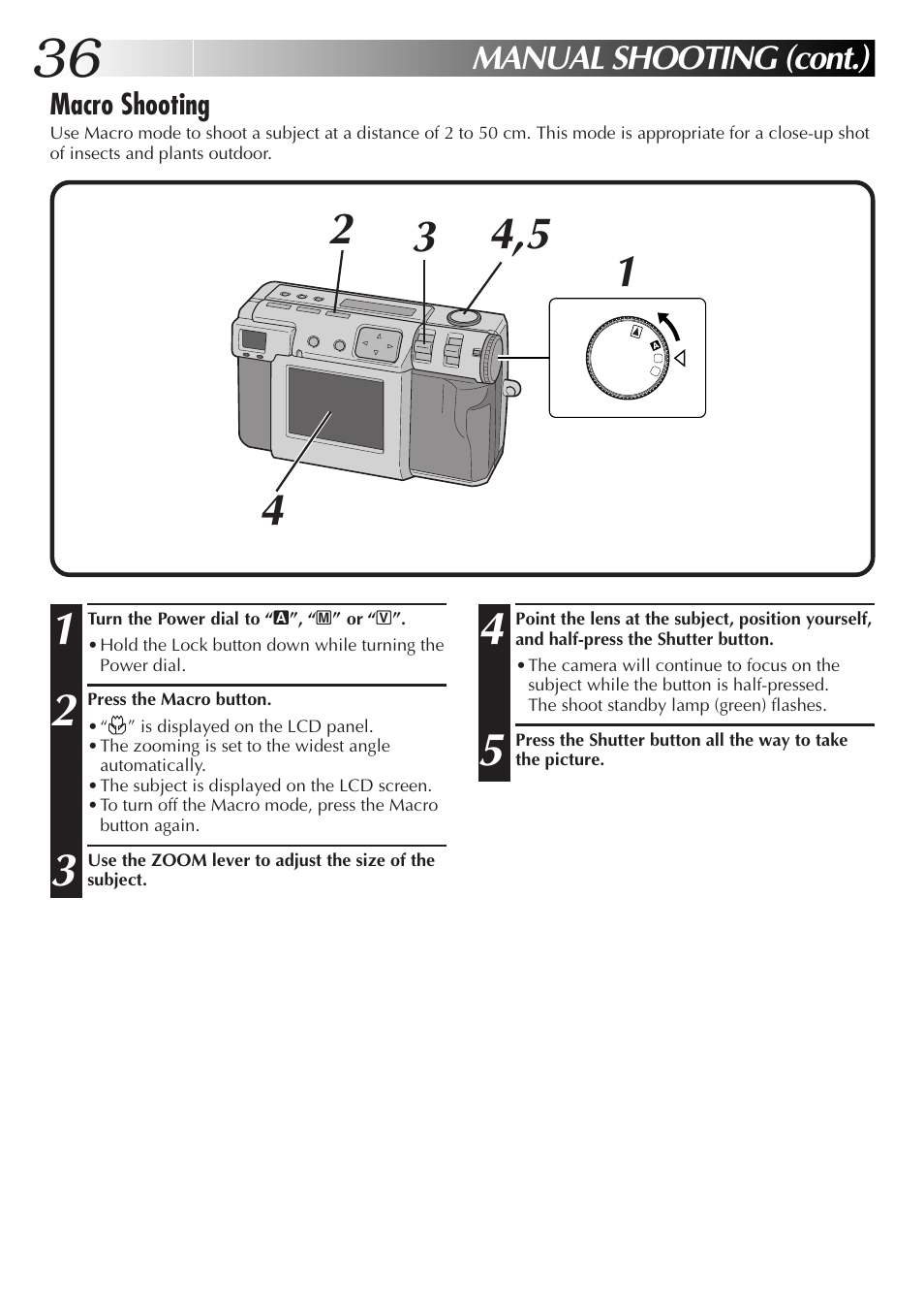 Manual shooting (cont.) | JVC GC-QX3HD User Manual | Page 36 / 104