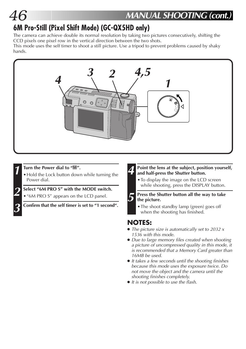 Manual shooting (cont.) | JVC GC-QX3HD User Manual | Page 46 / 104