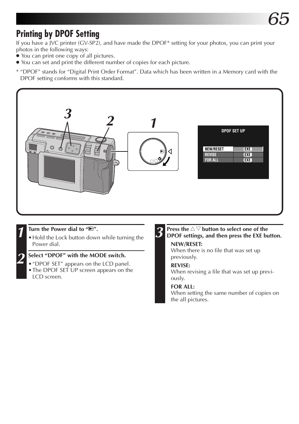 Printing by dpof setting | JVC GC-QX3HD User Manual | Page 65 / 104