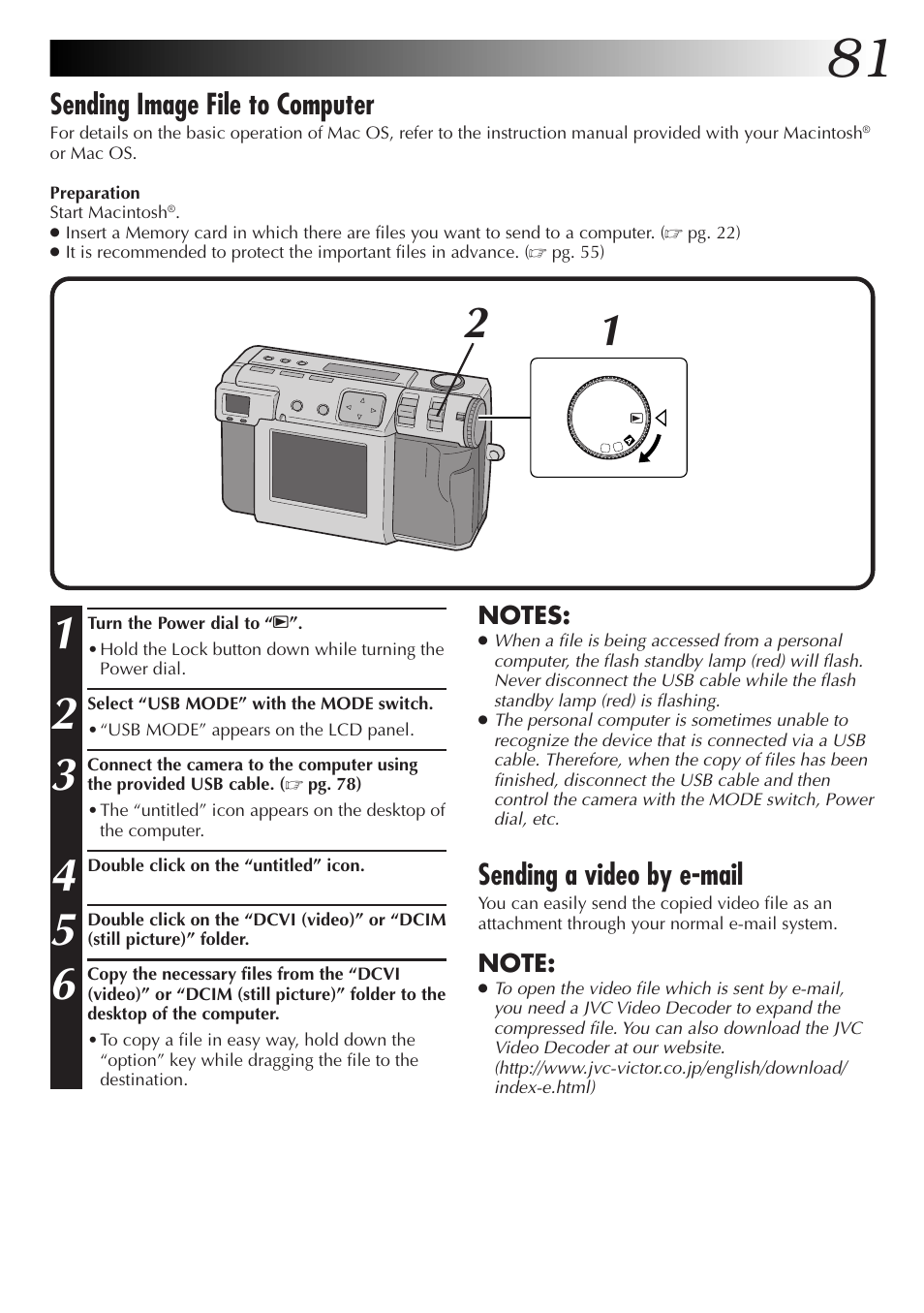 Sending image file to computer, Sending a video by e-mail | JVC GC-QX3HD User Manual | Page 81 / 104