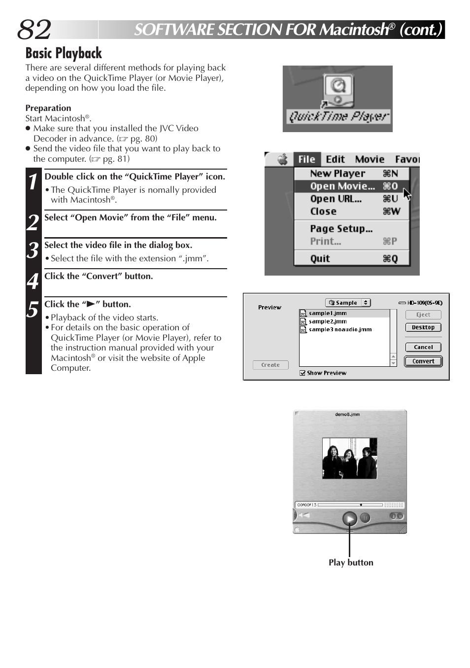 Cont.), Basic playback | JVC GC-QX3HD User Manual | Page 82 / 104