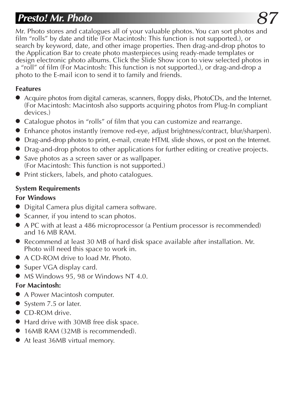 Presto! mr. photo | JVC GC-QX3HD User Manual | Page 87 / 104