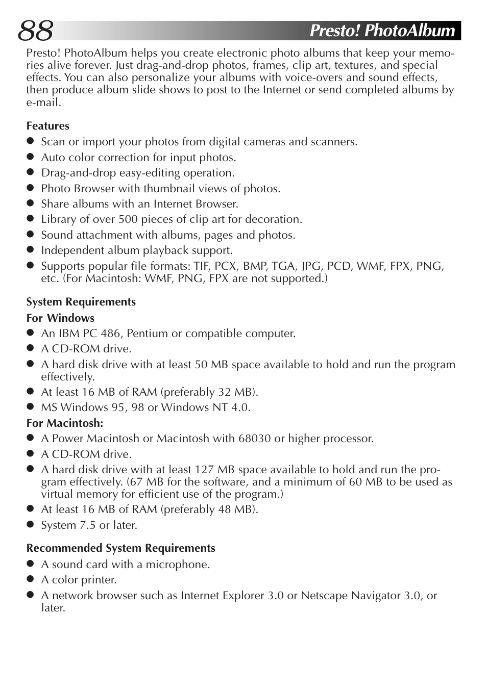 Presto! photoalbum | JVC GC-QX3HD User Manual | Page 88 / 104