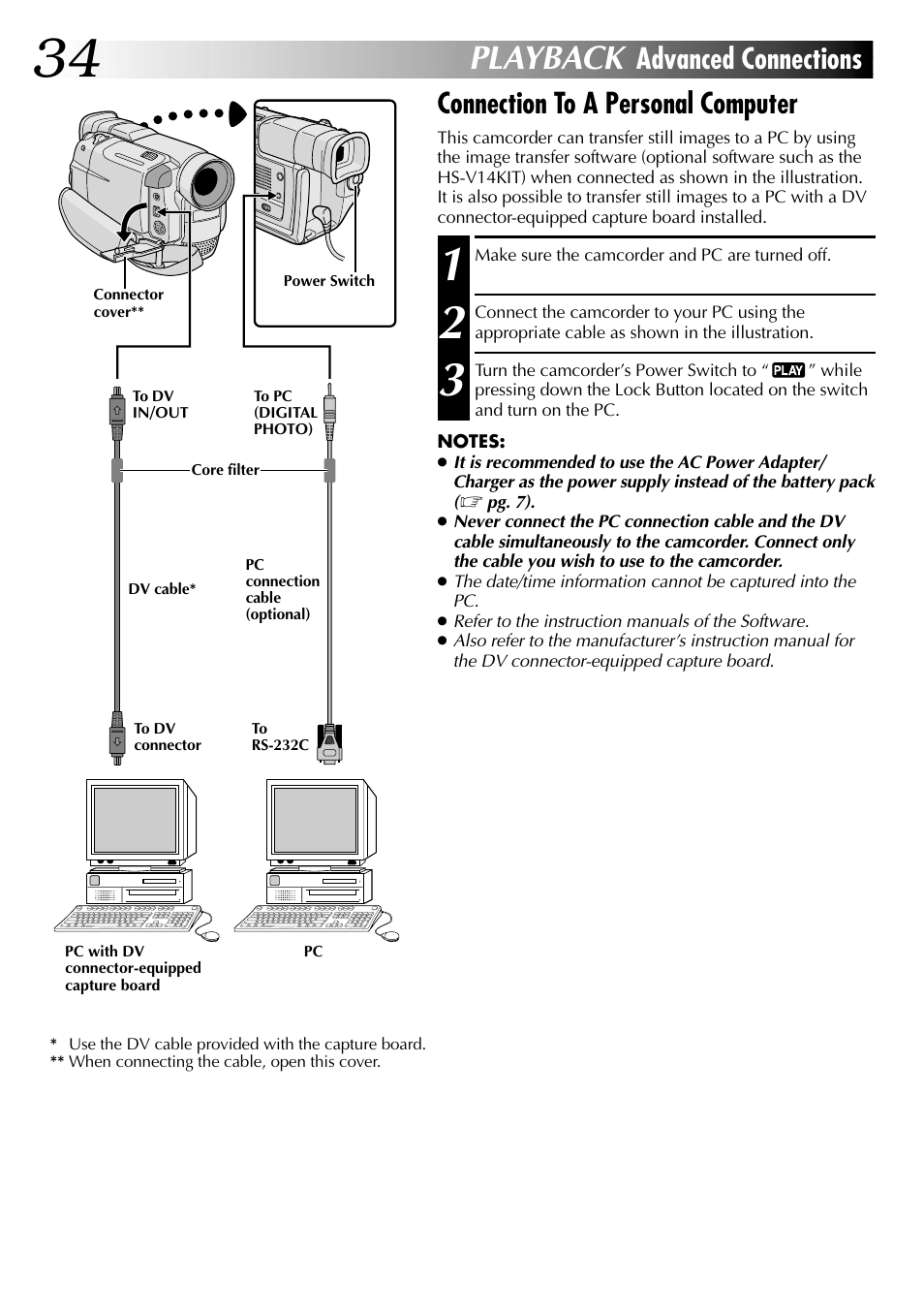 Playback | JVC GR-DVL105 User Manual | Page 34 / 72