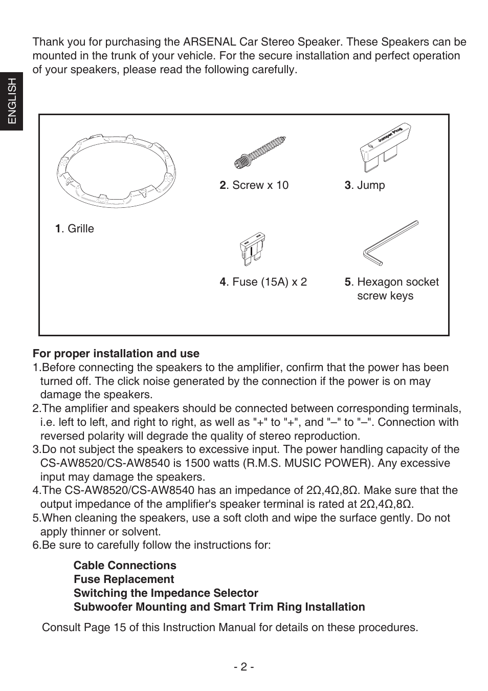 JVC CS-AW8540 User Manual | Page 2 / 19