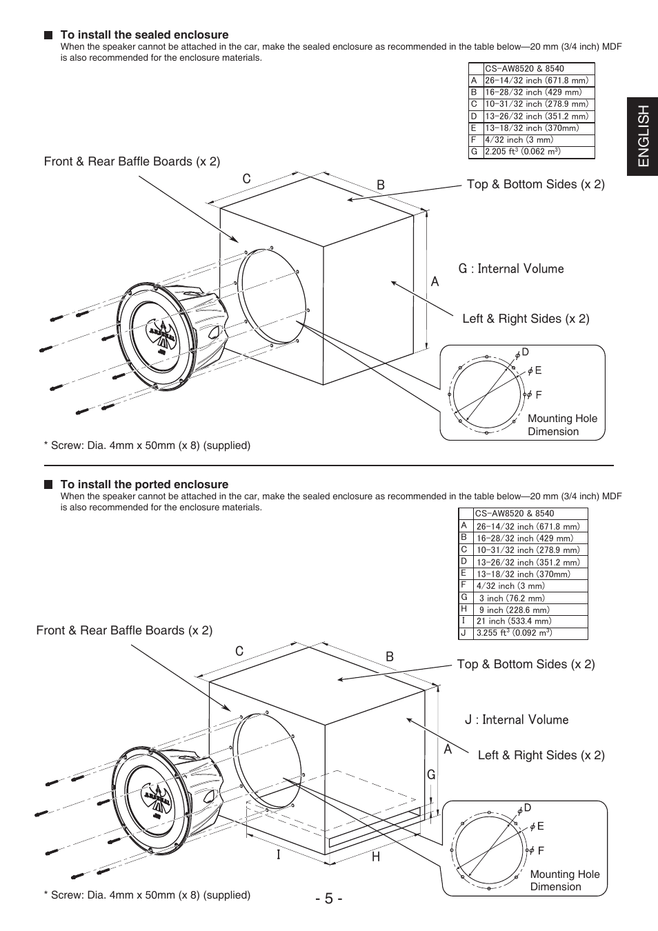 J : internal volume g : internal volume english | JVC CS-AW8540 User Manual | Page 5 / 19