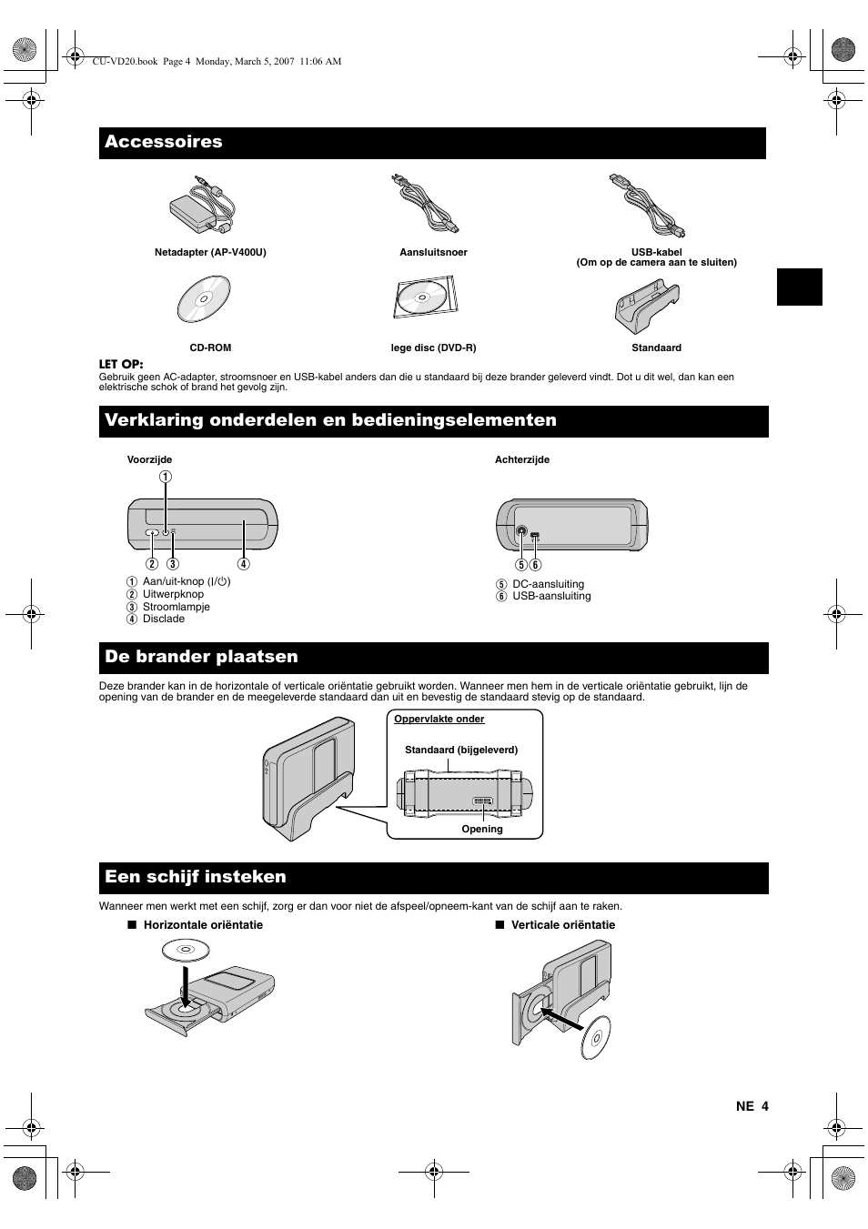 Accessoires, Een schijf insteken | JVC CU-VD20EK User Manual | Page 25 / 136