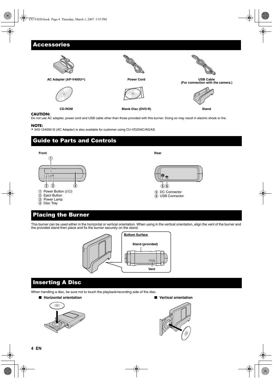 Accessories | JVC CU-VD20EK User Manual | Page 4 / 136