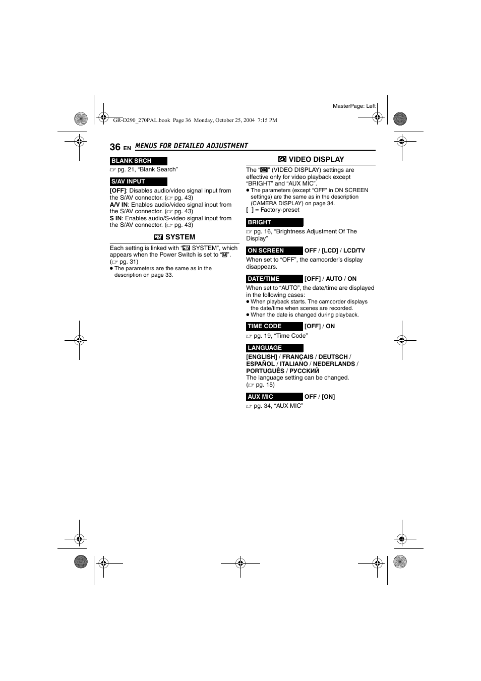 Pg. 36) | JVC GR-D290EN User Manual | Page 36 / 56