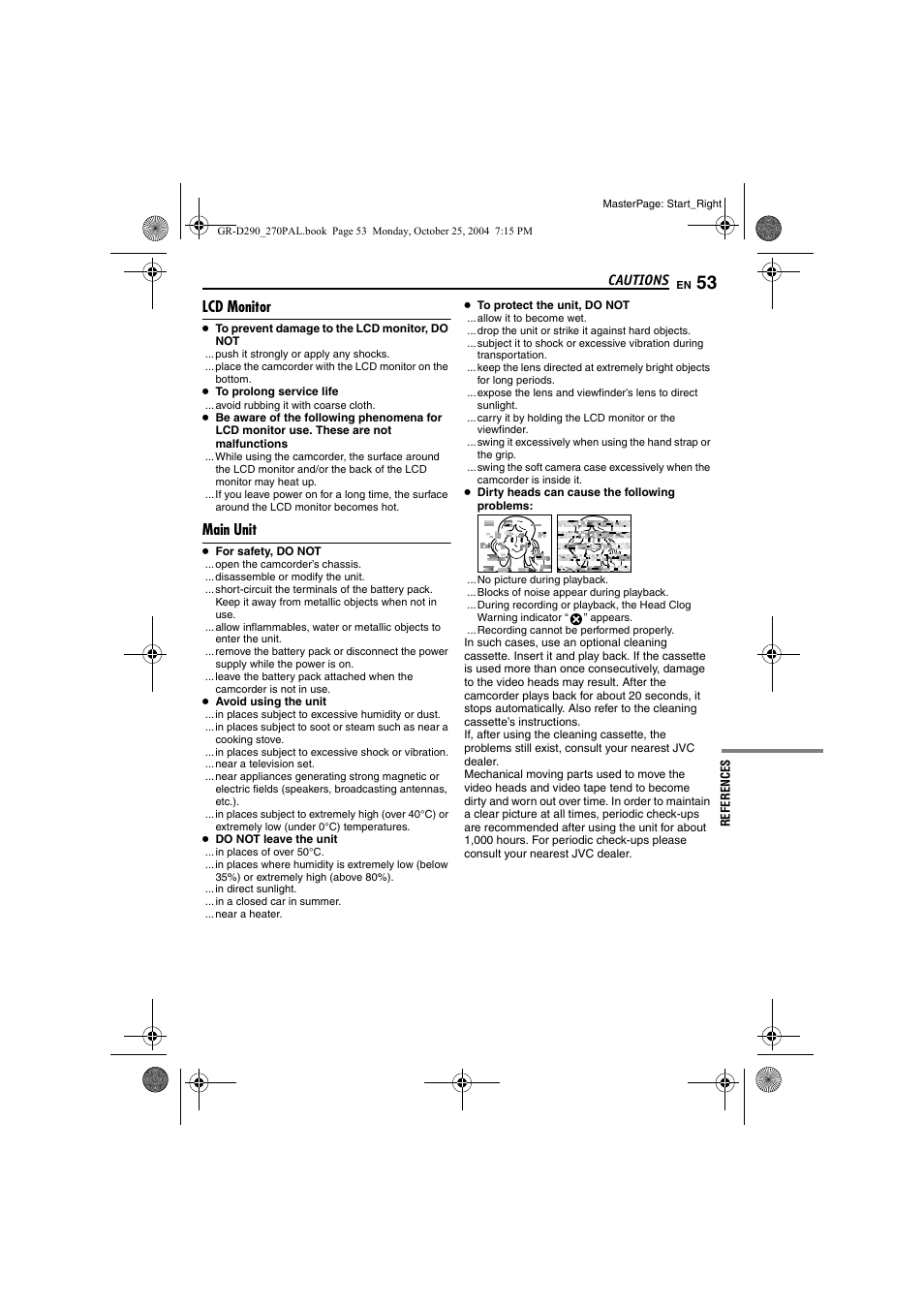 Lcd monitor, Main unit, Pg. 53) | JVC GR-D290EN User Manual | Page 53 / 56
