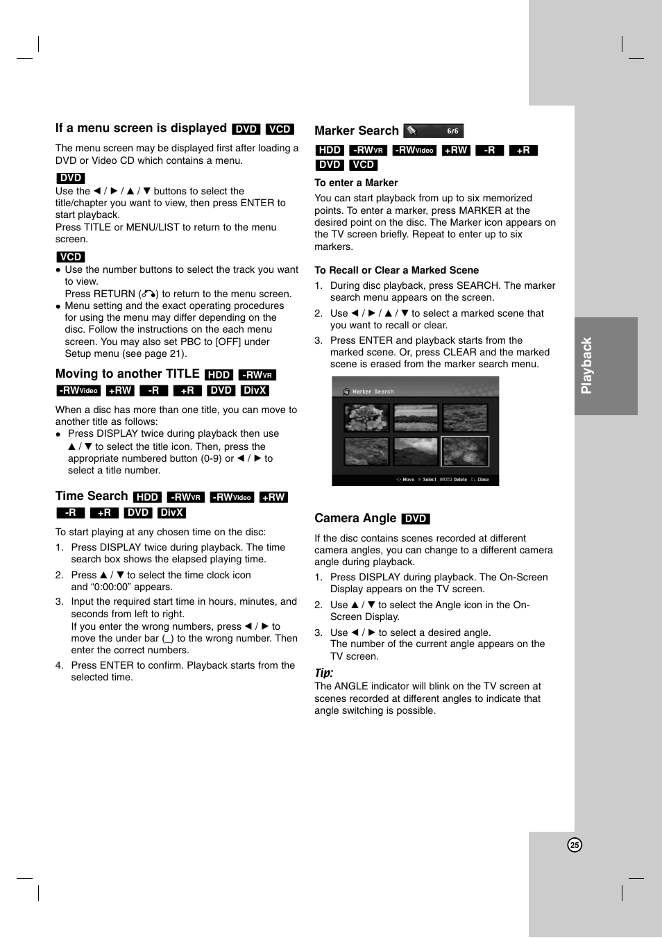 Playback | JVC DR-MH220SE User Manual | Page 25 / 58