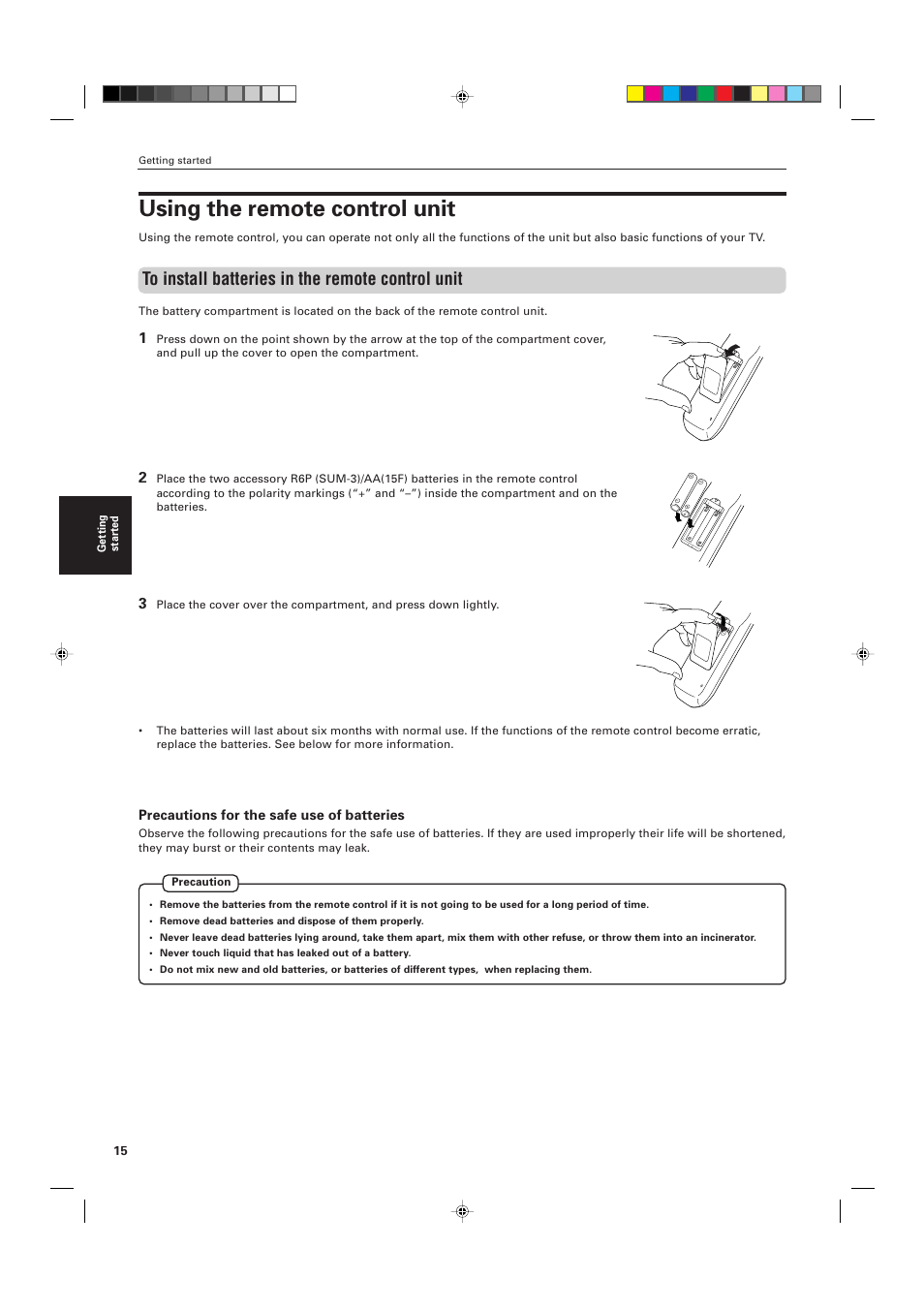 Using the remote control unit | JVC XV-511BK  EN User Manual | Page 18 / 48