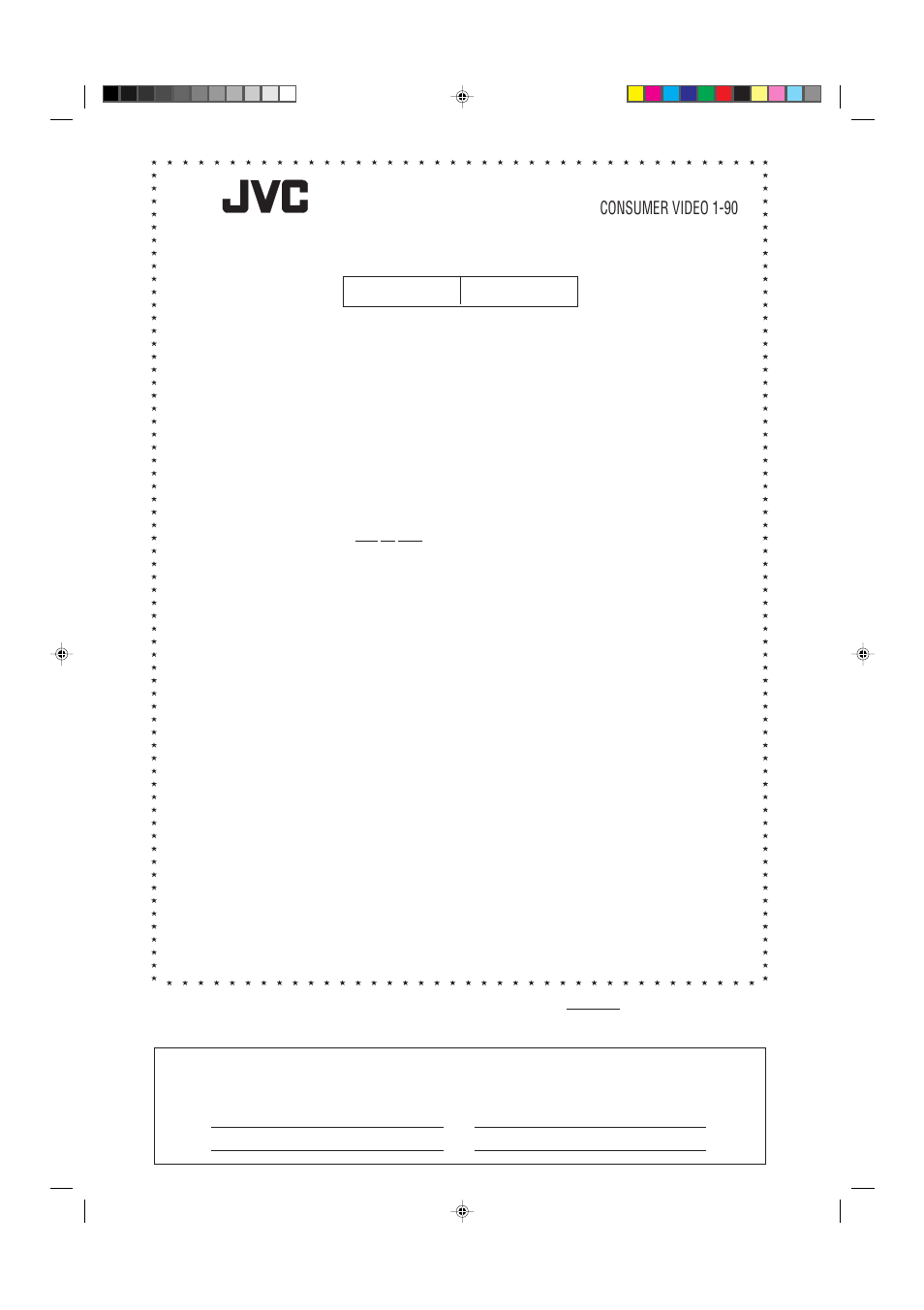 Limited warranty, Consumer video 1-90 | JVC XV-511BK  EN User Manual | Page 47 / 48