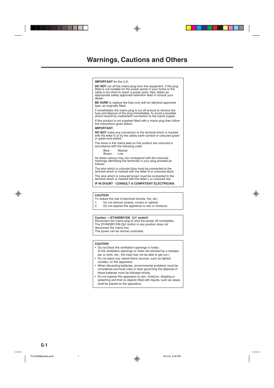Warnings, cautions and others | JVC TH-A30R User Manual | Page 2 / 64