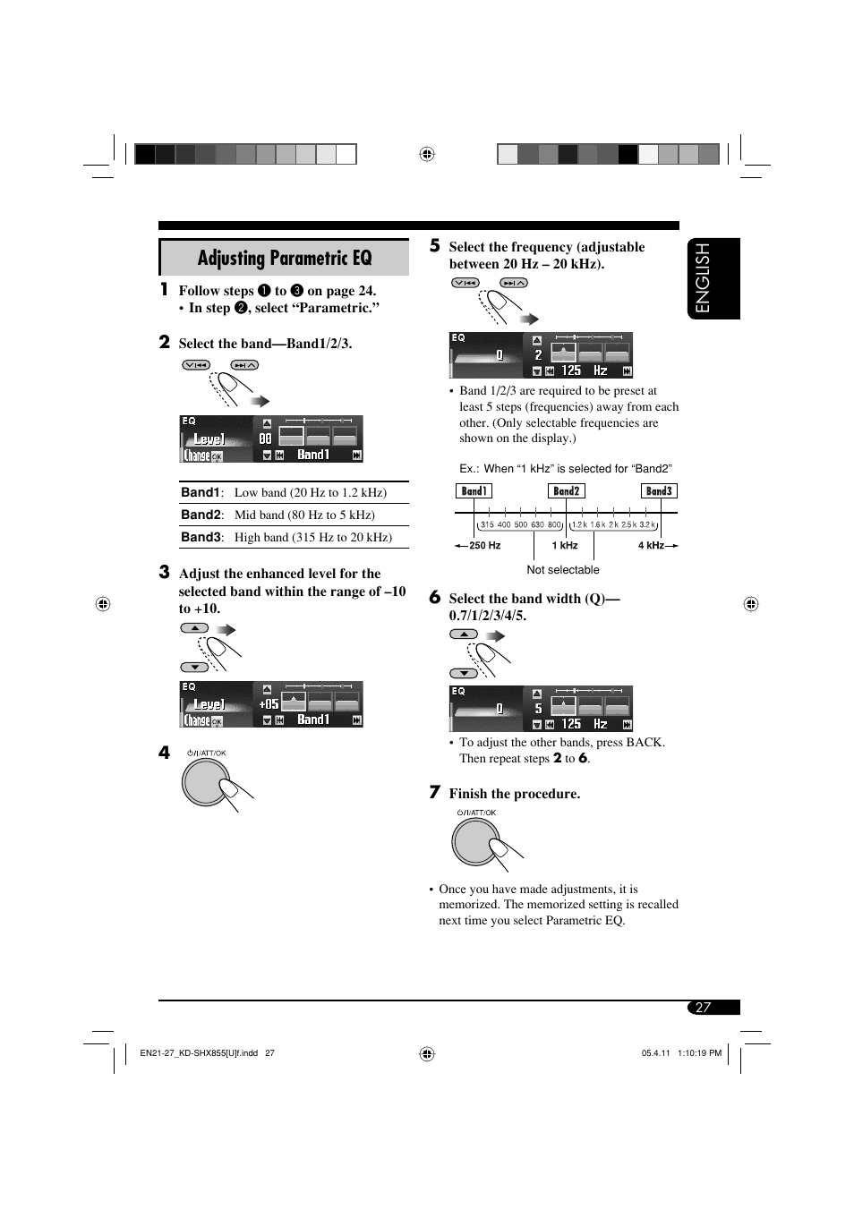 Adjusting parametric eq, English | JVC EXAD LVT1373-001A User Manual | Page 27 / 58