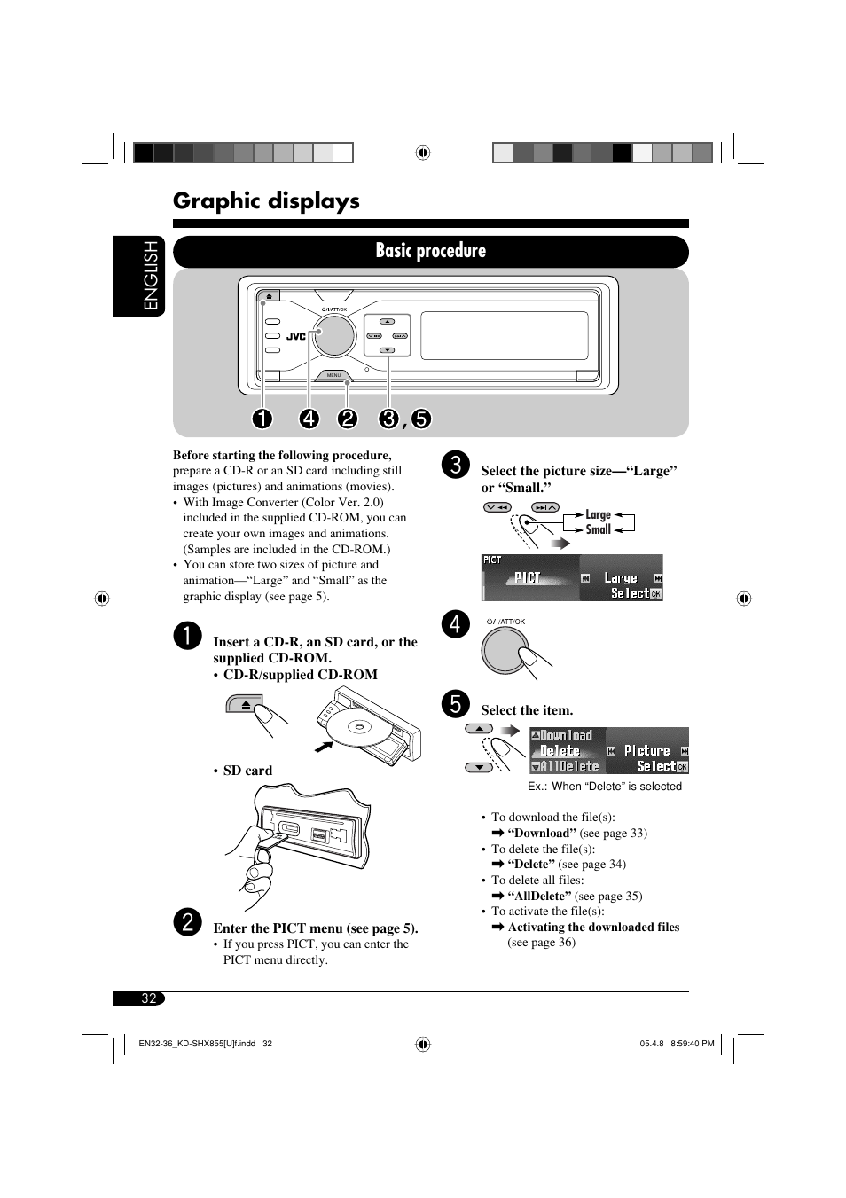 Graphic displays, Basic procedure | JVC EXAD LVT1373-001A User Manual | Page 32 / 58