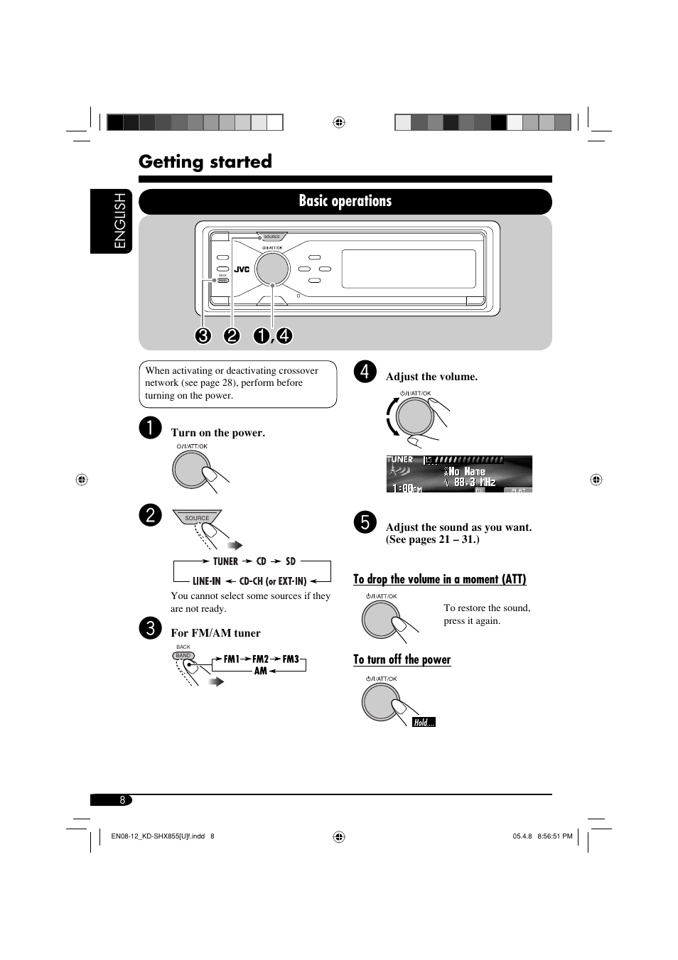 Getting started, Basic operations | JVC EXAD LVT1373-001A User Manual | Page 8 / 58