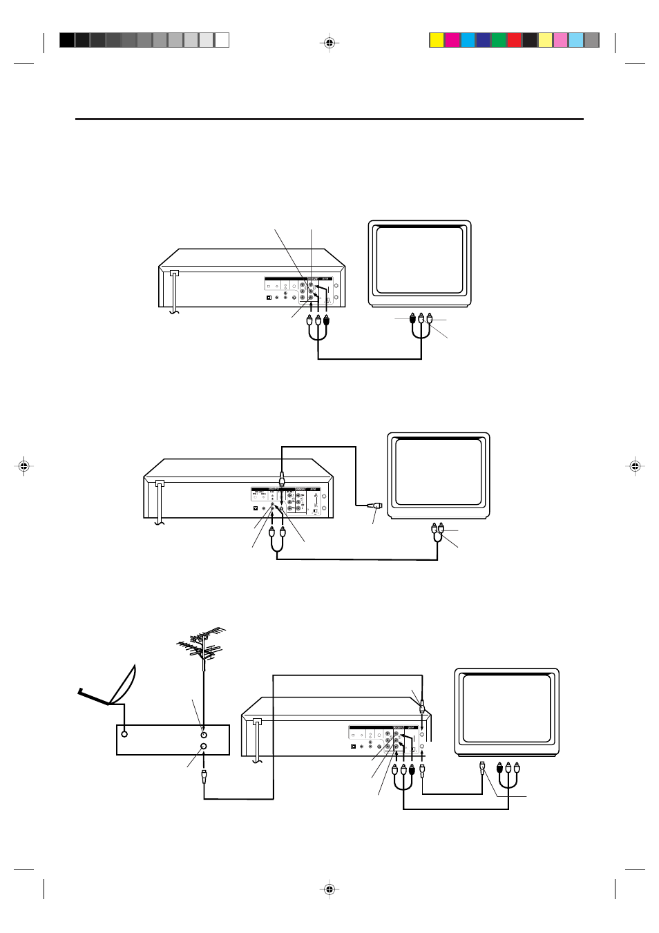 Playback connection, Connect to a tv with audio/video output, Connect to a tv with s-video | Connect to a bs tuner, Use the supplied audio/video cord, Ant. input ant. output to ant. input, Vhf/uhf antenna, 75 ohm coaxial cable (not supplied), Ant. output, 75 ohm coaxial cable (supplied) | JVC LPT0719-001A User Manual | Page 16 / 60