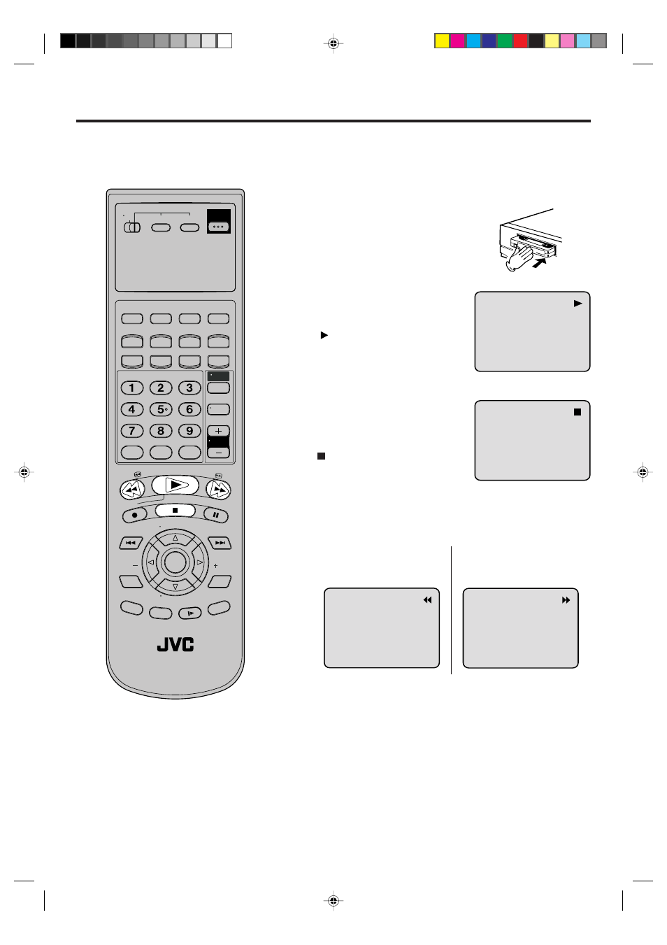 Tape playback operation, 25 cassette tape playback, Forward/reverse picture search mode | Vcr/dvd/tv | JVC LPT0719-001A User Manual | Page 25 / 60